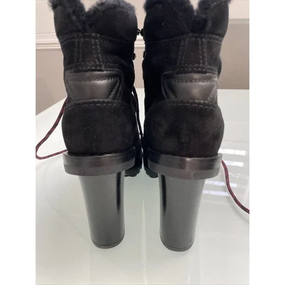 $1700 VALENTINO Fur Ankle Boots Heels Suede Leather Shearling Fur Stars Ankle Boots & Booties